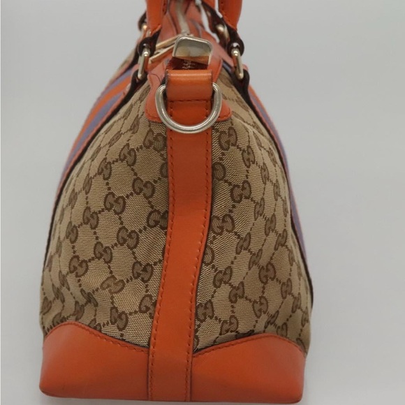 SOLD 🛑 GUCCI GG Canvas Sherry Line Hand Bag 2way Blue Beige Orange - Picture 7 of 17